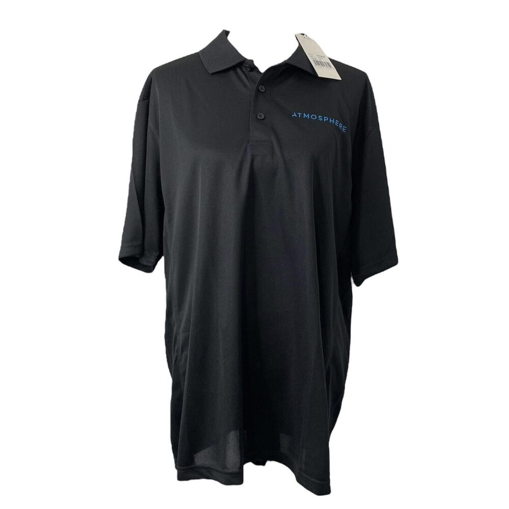 Clique Atmosphere Men’s Polo Shirt Black and Blue Embroidered Size XL